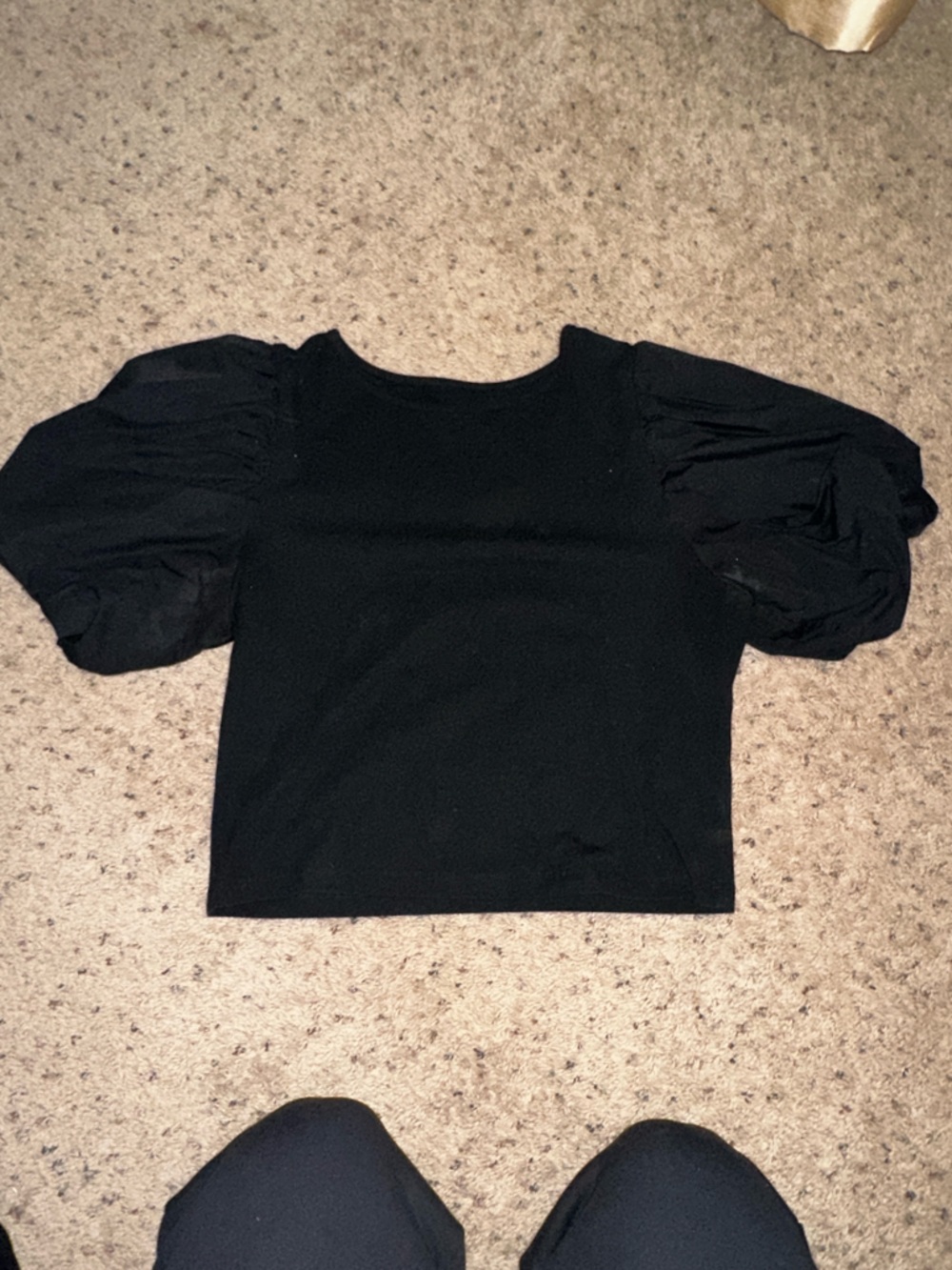 Black Puff Sleeve Women's Top